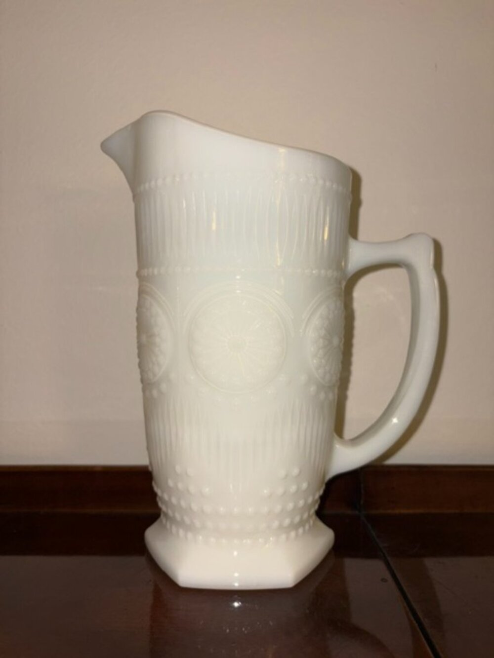 Vintage 1960's Milk Glass Pitcher - Matches Pioneer Woman Adeline Pattern